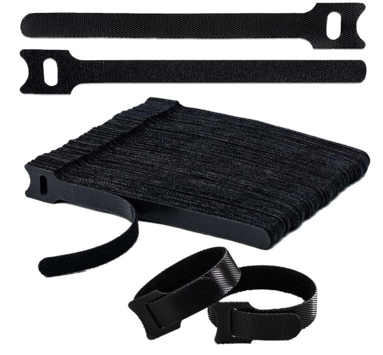 Black 12mmx 200mm Reusable Velcro Ties