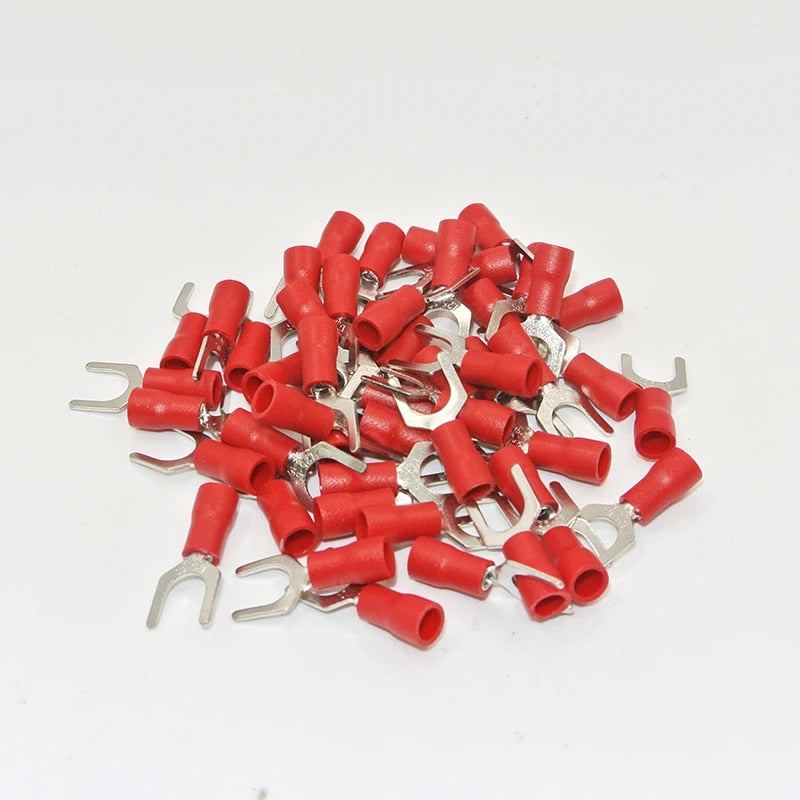 Insulated Crimp Spade Connector,M3 Stud Size, 0.5mm² to 1.5mm² Wire Size, Red