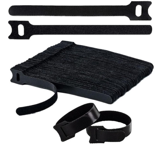 Black 12mmx 110mm Reusable Velcro Ties