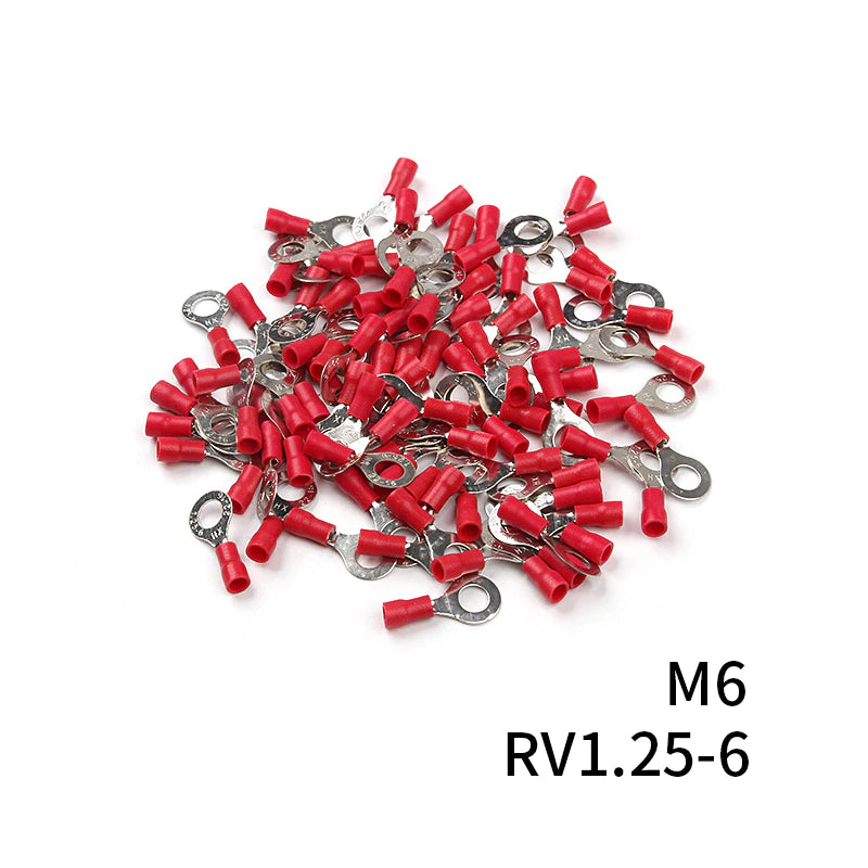 Insulated Ring Terminal, M6 Stud Size, 0.5mm² to 1.5mm² Wire Size, Red