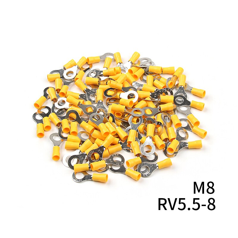 Insulated Ring Terminal, M8 Stud Size, 2.5mm² to 6mm² Wire Size, Yellow