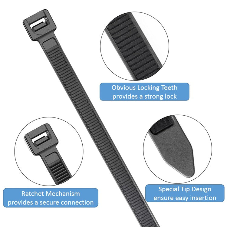 3.6 x 300mm Black Cable Ties – The Cable Tie Factory