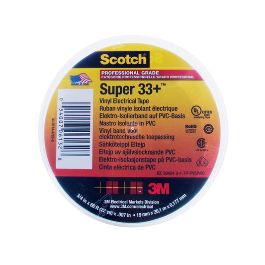 Scotch® Super 33+ Vinyl Electrical Tape, 19mm x 20m